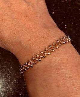 NEW 24K 1 STRAND GOLD PLATED HAND BEADED BRACELET