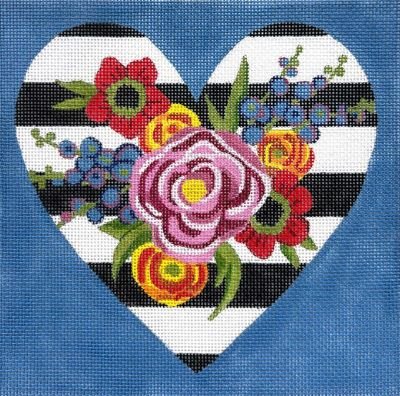 AP4666 BLACK AND WHITE FLORAL HEART by Alice Peterson