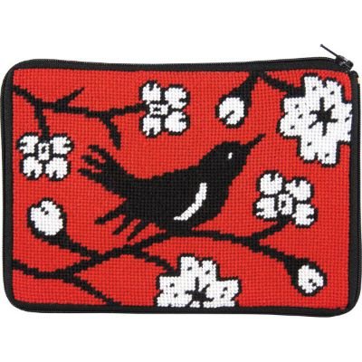 APSZ595 BLACKBIRD COSMETIC PURSE STITCH 'N ZIP KIT by Alice Peterson
