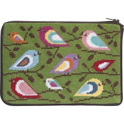 APSZ598 BIRDS OF COLOR COSMETIC PURSE STITCH 'N ZIP KIT by Alice Peterson