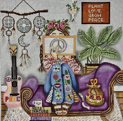 HIPPIE STITCHING GIRL by Gayla Elliott STITCH GUIDE ONLY GEP363sg