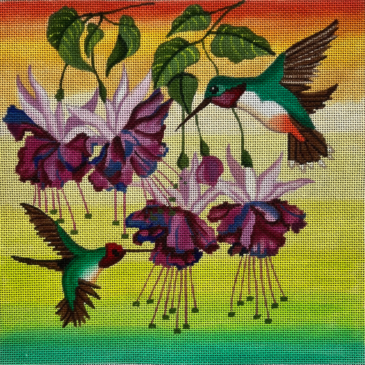 Hummingbirds with Flowers by JP Needlepoint JPB 310