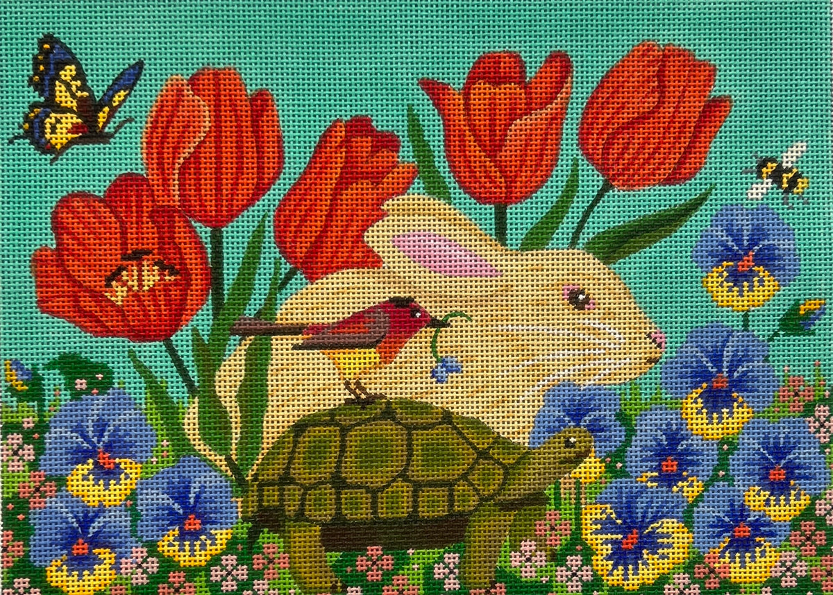 Bunny and Turtle in the Garden by JP Needlepoint JPA 60
