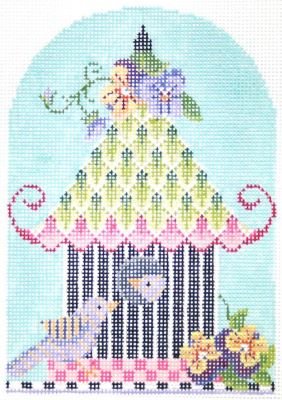 KC-KBH05-18 PANSY PAGODA BIRDHOUSE CANVAS ONLY by Kelly Clark