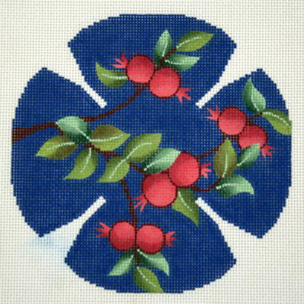 LEEJ206 NAVY WITH POMEGRANATES YARMULKE KEPAH by Lee's Needlearts