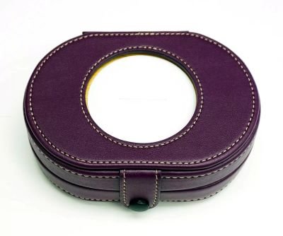 LEEBag73 PURPLE PLUM MAGNETIC LEATHER NEEDLE BOX by Lee's Needlearts