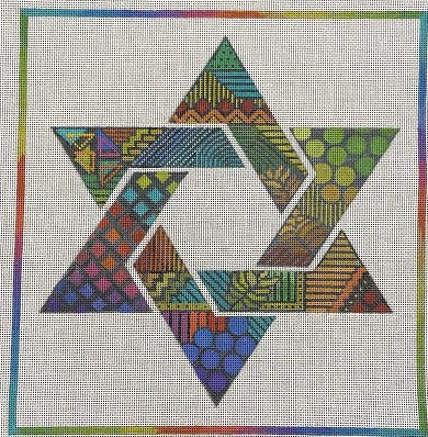 MIN2621-13 PRISM STAR OF DAVID CHALLAH COVER by Mindy Needlepoint