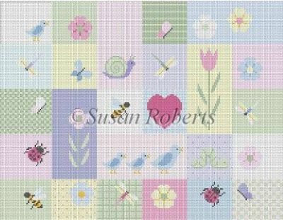 SR2343-13 FLOWER PATCHES CHILD'S SEAT by Susan Robert