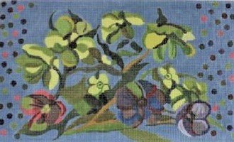 AWP 851D FLORAL ON BLUE MEDIUM PILLOW by Ann Wheat Pace