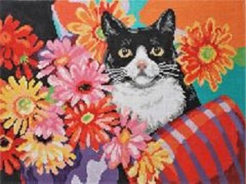 CBKKDSPL30 Cat with Flowers by Kooler Designs