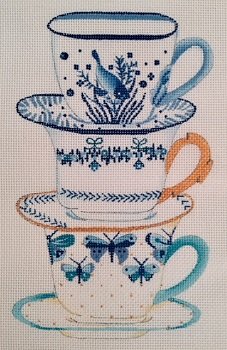 ED1370-BLUE & WHITE STACK CUPS by Dede