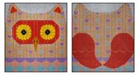2 PC. TULIP HOOTER OWL STAND-UP BY JP NEEDLEPOINT - JPA406AB