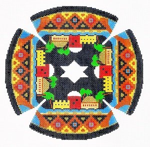 LEEJ146-JERUSALEM NIGHT SKY YARMULKE by Lee's Needlearts