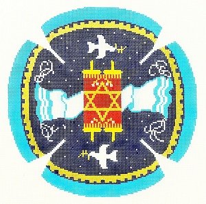 LEEJ200-TORAH TALLIS BLUE YARMULKE by Lee's Needlearts