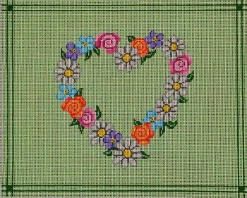 PM7602-FLORAL HEART ON GREEN TALLIS by Patti Mann