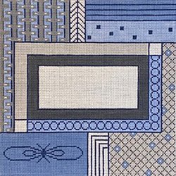 PM7607 BLUE GRAY and WHITE GEOMETRIC TEFILLIN by Patti Mann