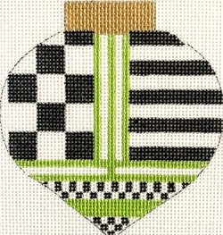 PMcL 1261 BLACK STRIPES ROUND ORNAMENT 3.5" by Penny McLeod