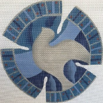 SILVER DOVE BLUE YARMULKE by Shelbi Stitch Guide SH1422ysg