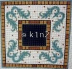 SH1794Tf-BLUE SQUARE IN A SQUARE TEFILLIN BAG by Shelbi
