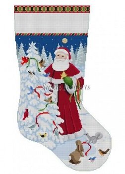 SANTA STOCKING WITH BIRDS by Susan Roberts Stitch Guide Only