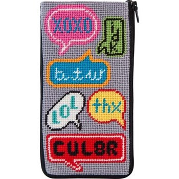 APSZ499 TEXTING NEEDLEPOINT EYEGLASS/CELL PHONE CASE STITCH 'N ZIP KIT by Alice Peterson