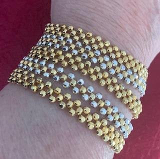 NEW 24K 5 STRAND GOLD AND STERLING SILVER PLATED HAND BEADED BRACELET