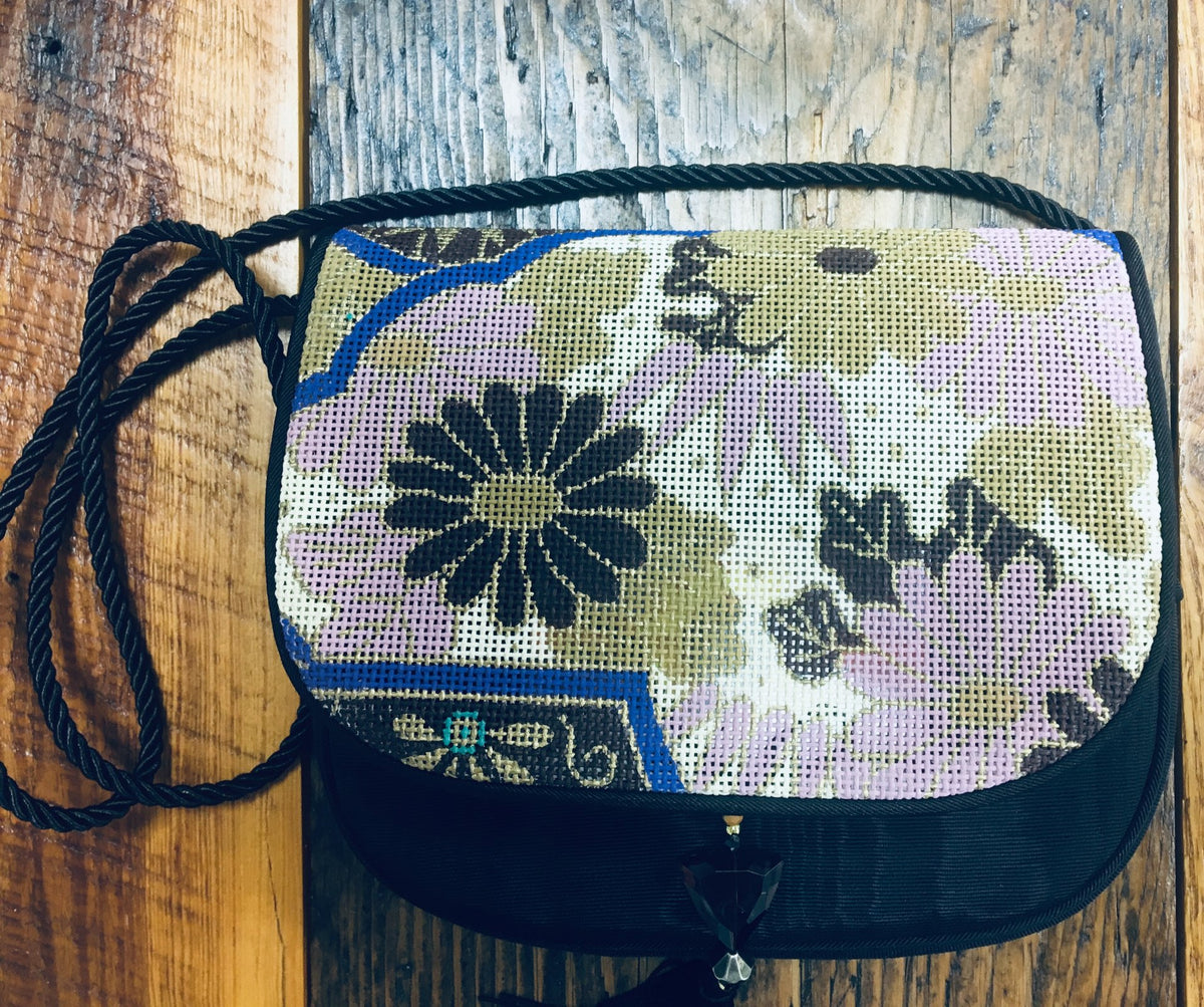SOPB050 FLORAL PURPLE GOLD PURSE FLAP by Sophia Designs