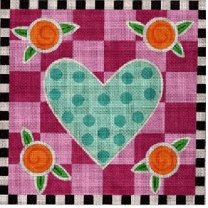 AP1425-HEART WITH PINK CHECKS by Alice Peterson