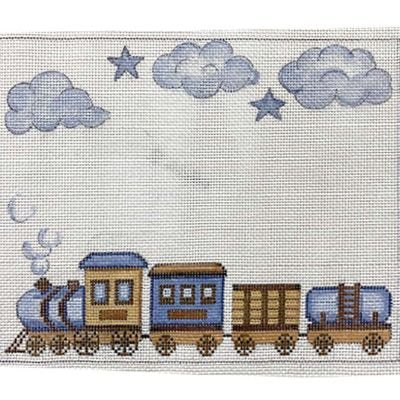 AP3827 BLUE and BROWN TRAIN BIRTH ANNOUNCEMENT by Alice Peterson
