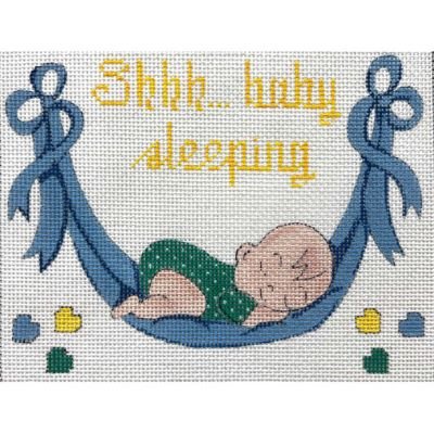 AP3841 SHHH BABY SLEEPING BOY BIRTH ANNOUNCEMENT WITH BABY by Alice Peterson