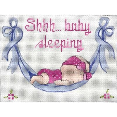 AP3842 SHHH BABY SLEEPING GIRL BIRTH ANNOUNCEMENT WITH BABY by Alice Peterson