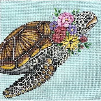 AP4433 SEA TURTLE WITH FLOWERS by Alice Peterson