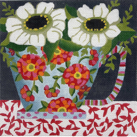 AP4562 FLORAL MUG WHITE FLOWERS by Alice Peterson