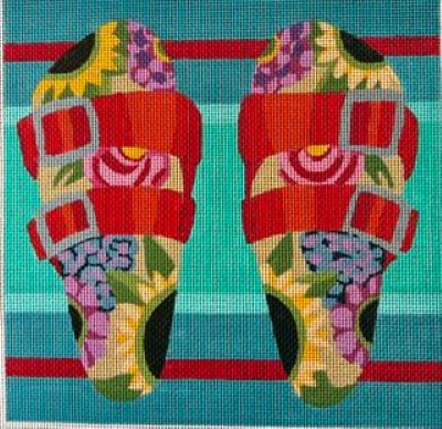 AP4699 FLORAL FLIP FLOPS  by Alice Peterson