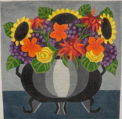 AP4901 WITCH'S CAULDRON with BOUQUET of SUNFLOWERS by Alice Peterson