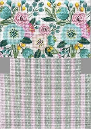 APCL116  PASTEL FLORAL with STRIPES CLUTCH by Alice Peterson