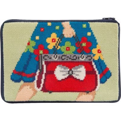 APSZ616 MOD MAGGIE PURSE FLOWERS AND BEES COSMETIC PURSE STITCH 'N ZIP KIT by Alice Peterson