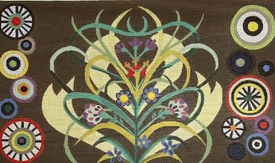 AWP 799A CIRCLES AND FLOWERS LARGE PILLOW by Ann Wheat Pace