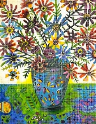RN614-18 VASE WITH FLOWERS by Robbyns Nest Design