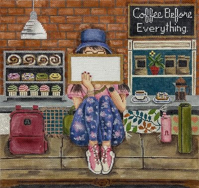 GEP375 COFFEE BEFORE EVERYTHING LULU LEMON STITCHING GIRL by Gayla Elliott