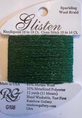 GL108 HUNTER GREEN GLISTEN THREAD by Rainbow Gallery-GL108