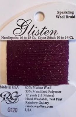GL120- BLACK PLUM GLISTEN THREAD by Rainbow Gallery-GL120