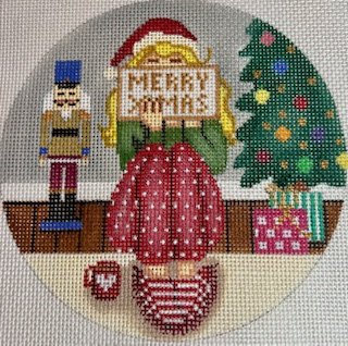 GEPGS196 STITCHING GIRL CHRISTMAS ROUND by Gayla Elliott