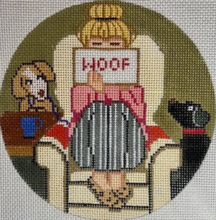 GEPGS200 STITCHING GIRL DOGS ROUND by Gayla Elliott