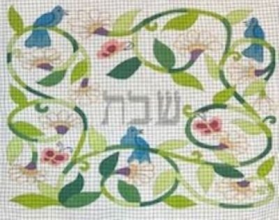 GS1310 WHITE FLOWER CHALLAH COVER by Gone Stitching