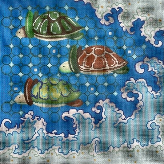 PM87215PP 3 TURTLES ON A WAVE by Patti Mann