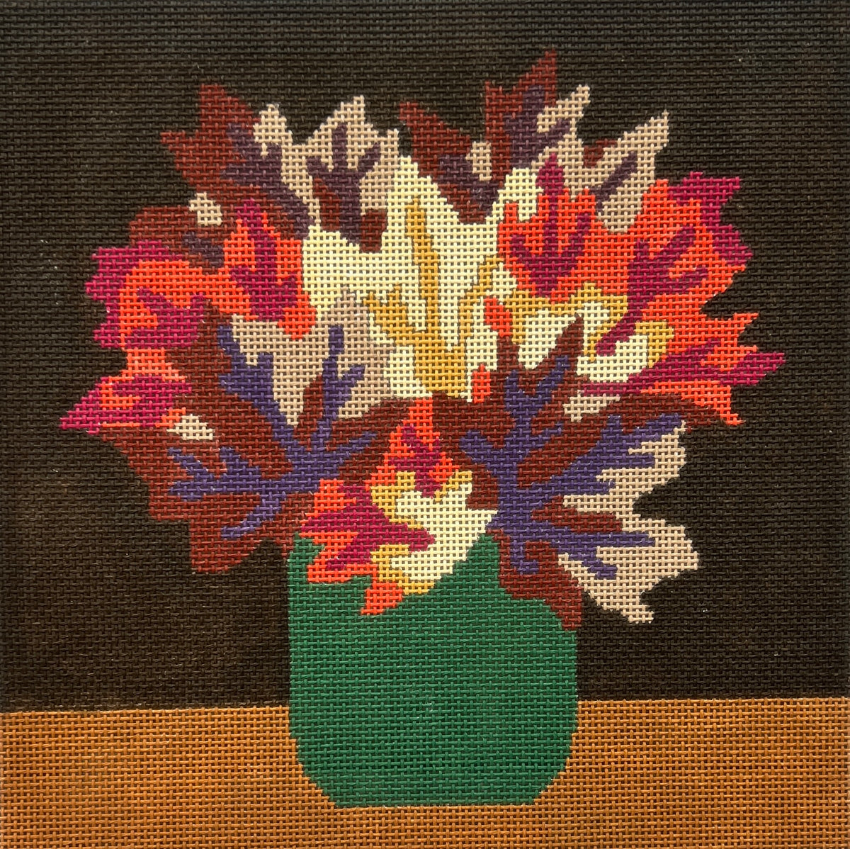 Green Vase with Fall Leaves by CBK Needlepoint CBK LMPL54