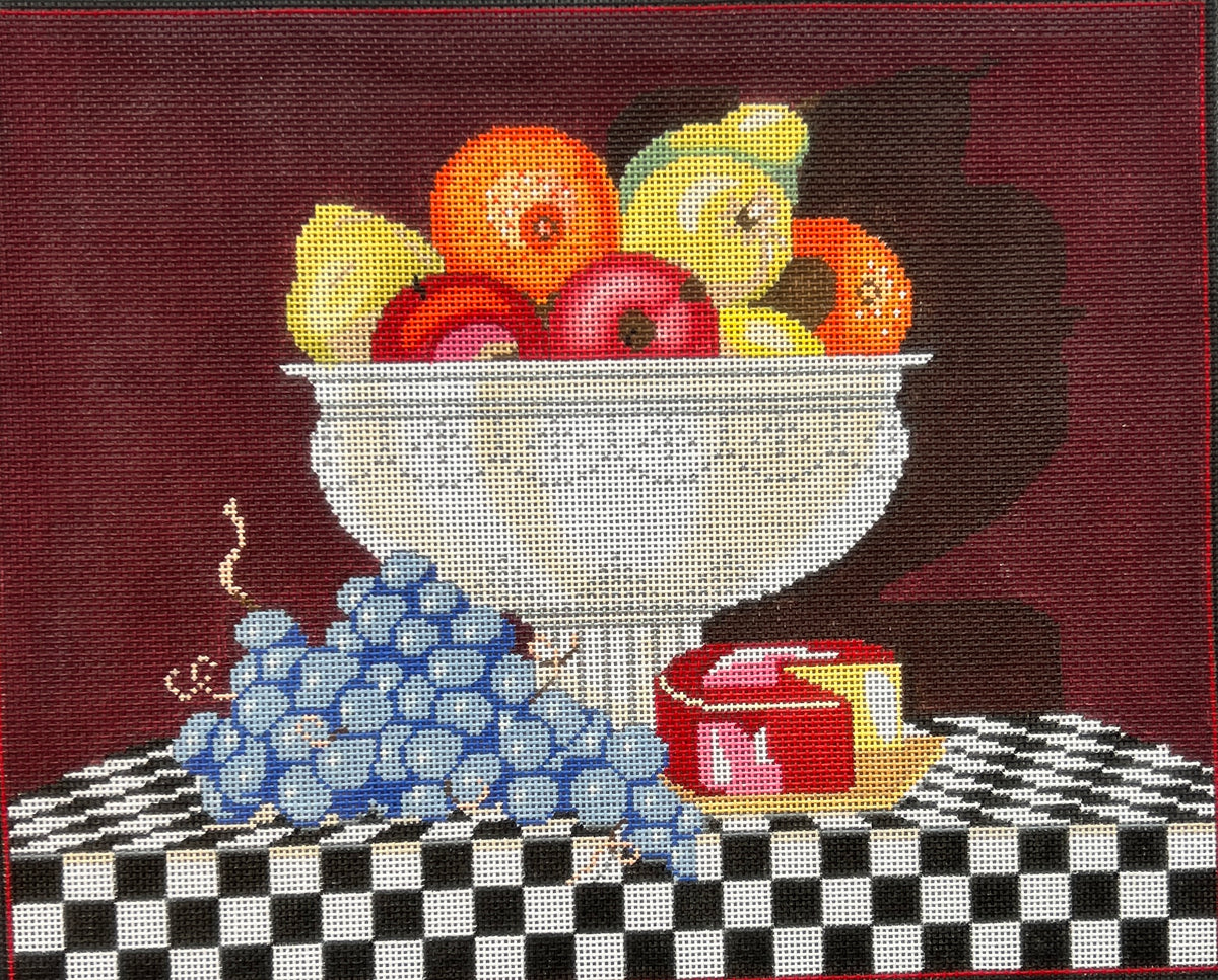 Fruit Bowl on Checkered Table by JP Needlepoint JP DV116
