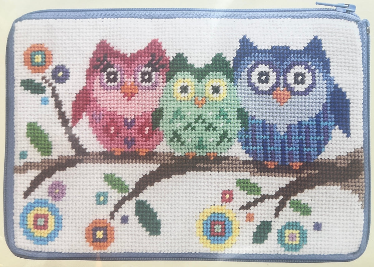 APSZ 604 Owls Cosmetic Purse STITCH 'N ZIP KIT by Alice Peterson