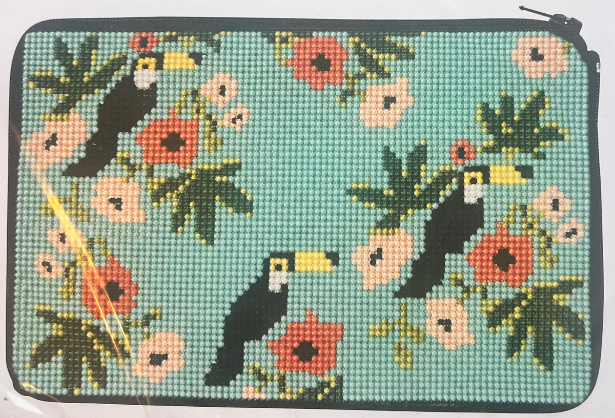 APSZ 646 Toucan Cosmetic Purse STITCH 'N ZIP KIT by Alice Peterson